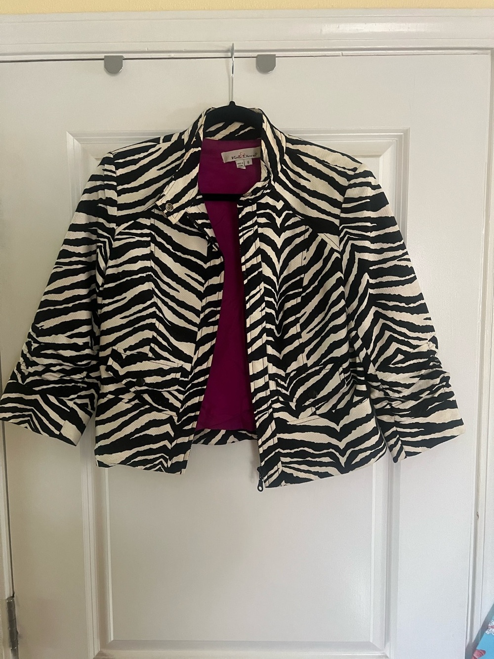 Zebra Print Cropped Jacket - Black & White